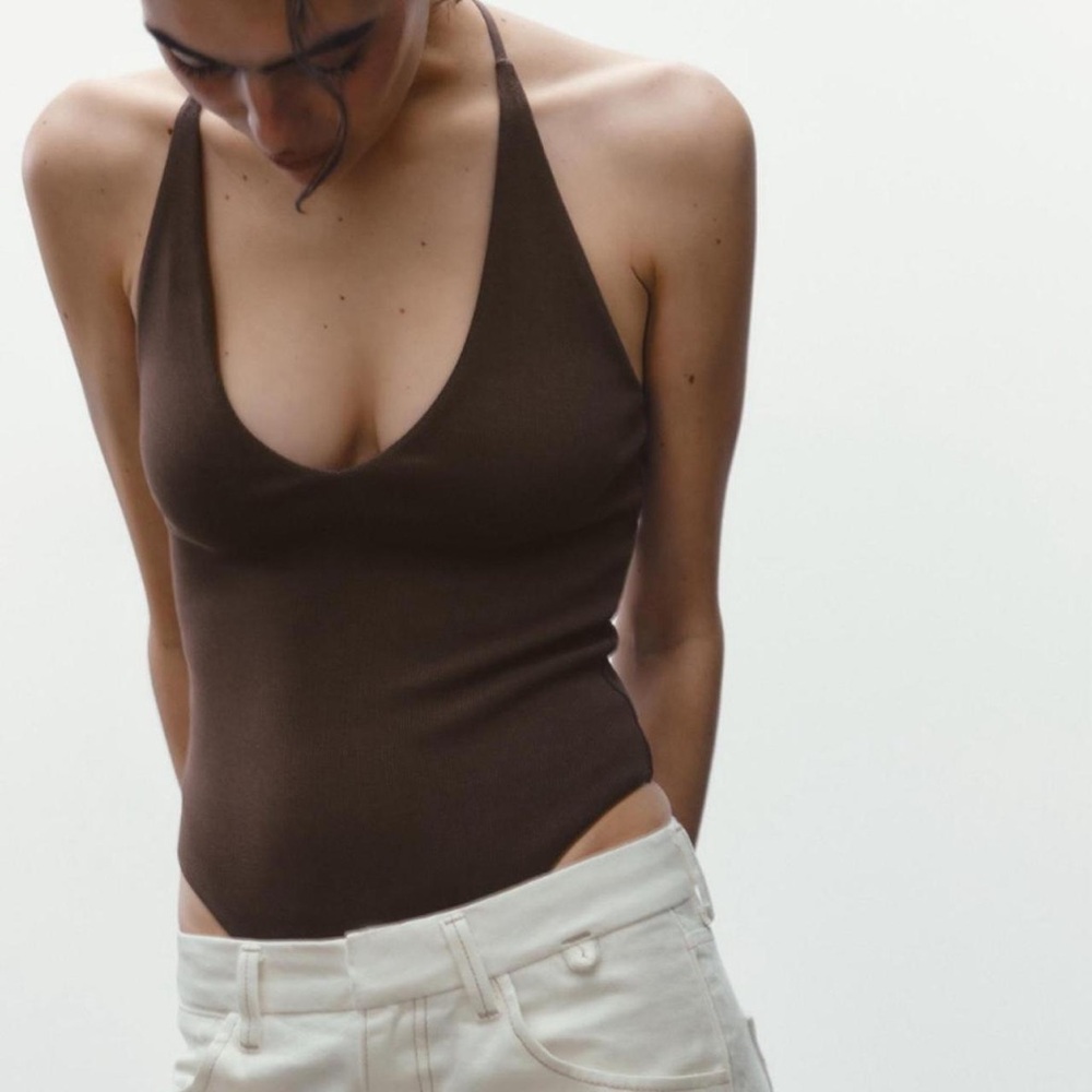Brown Zara Halter Bodysuit
